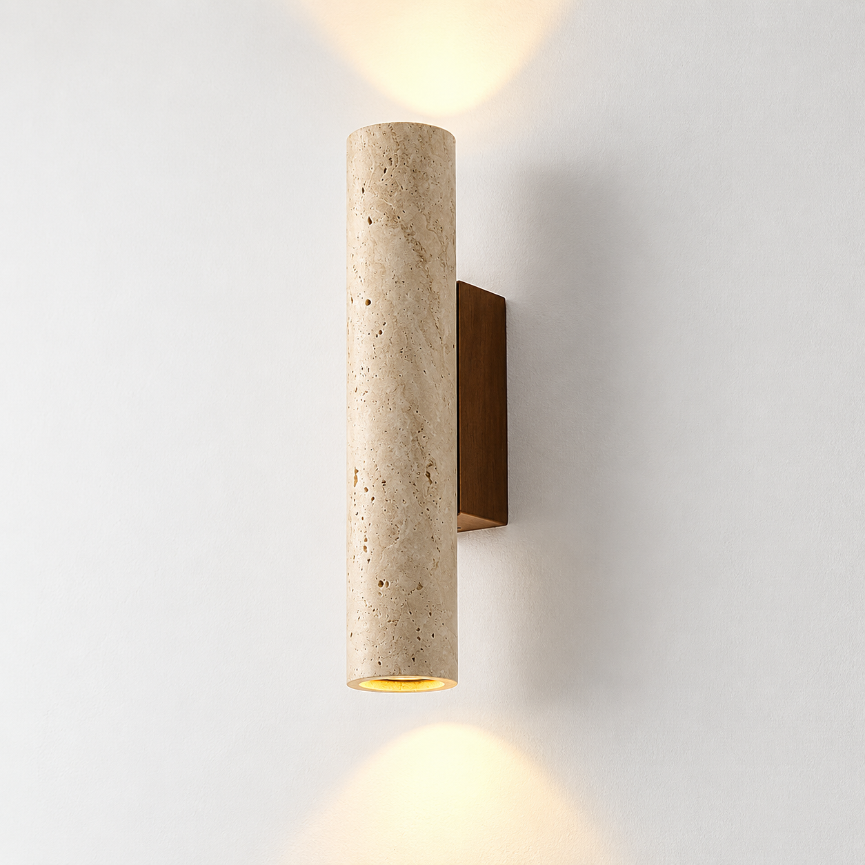 Travertine Stone & Wood Wall Light