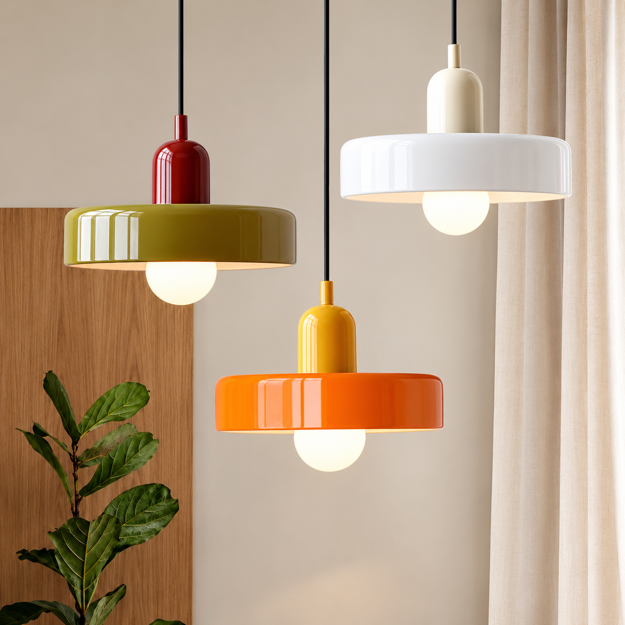 Bauhaus Coloured Glass Pendant Light