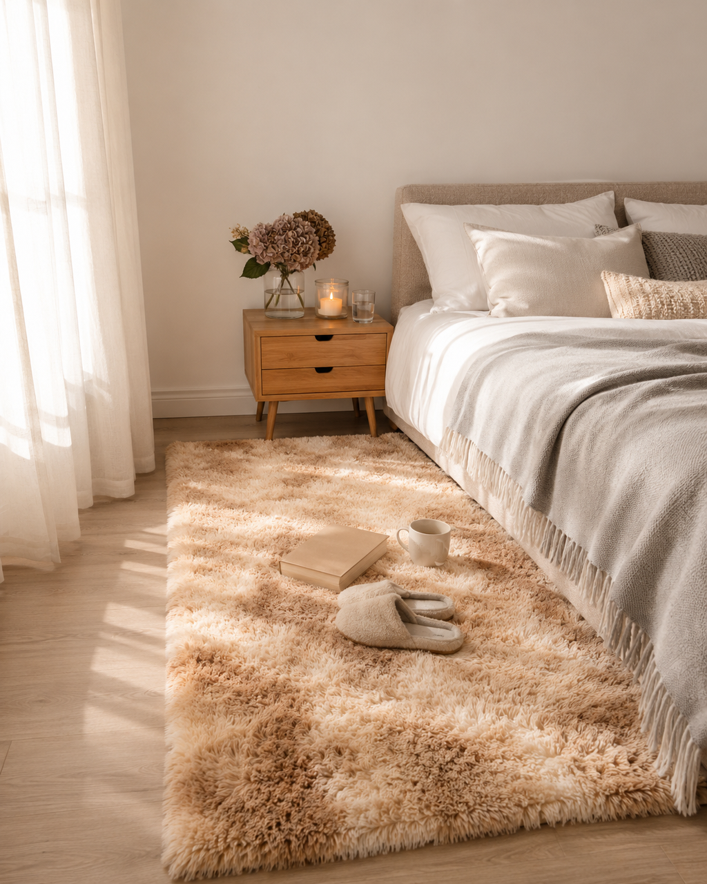 Tie-Dye Shaggy Rug Beige