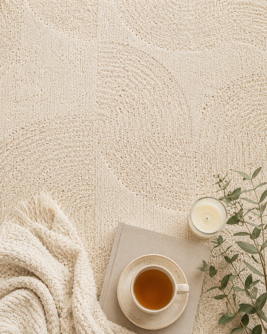 Cream Fluffy Rug