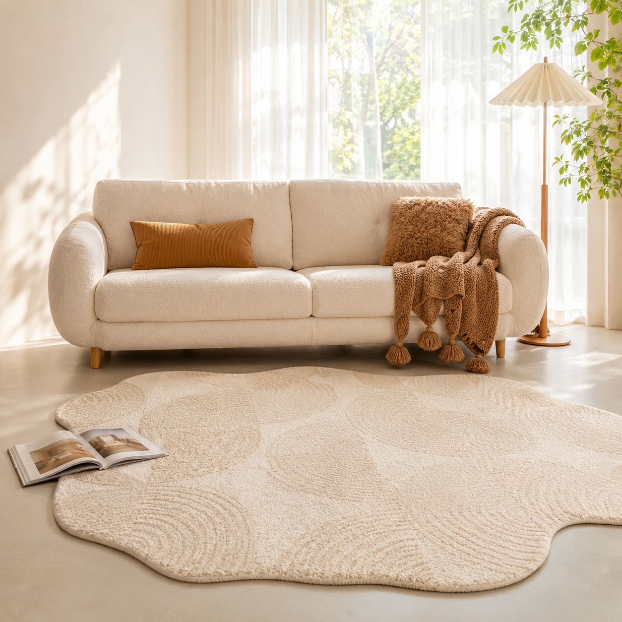 Cream Fluffy Rug
