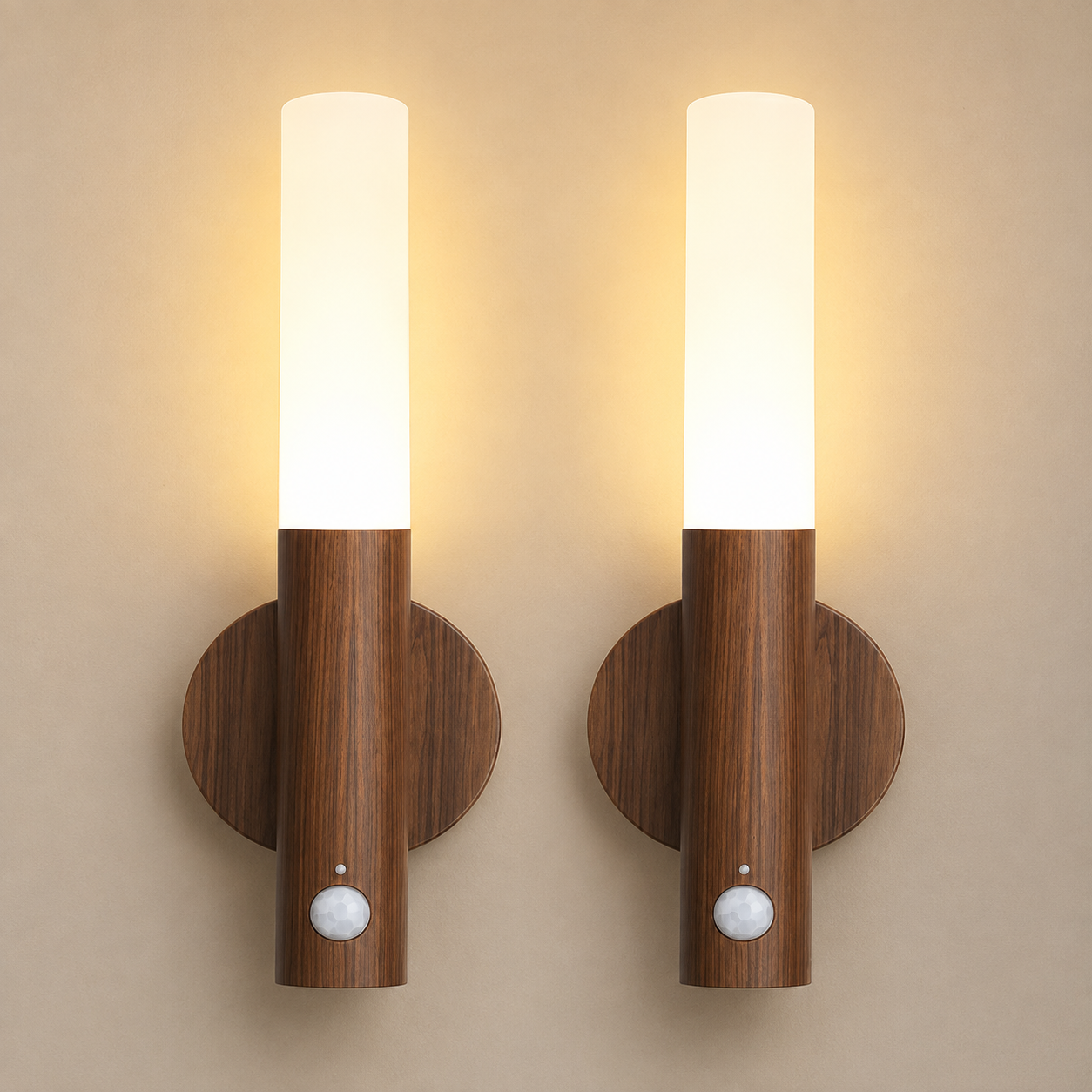 Wooden Motion Sensor Wall Light