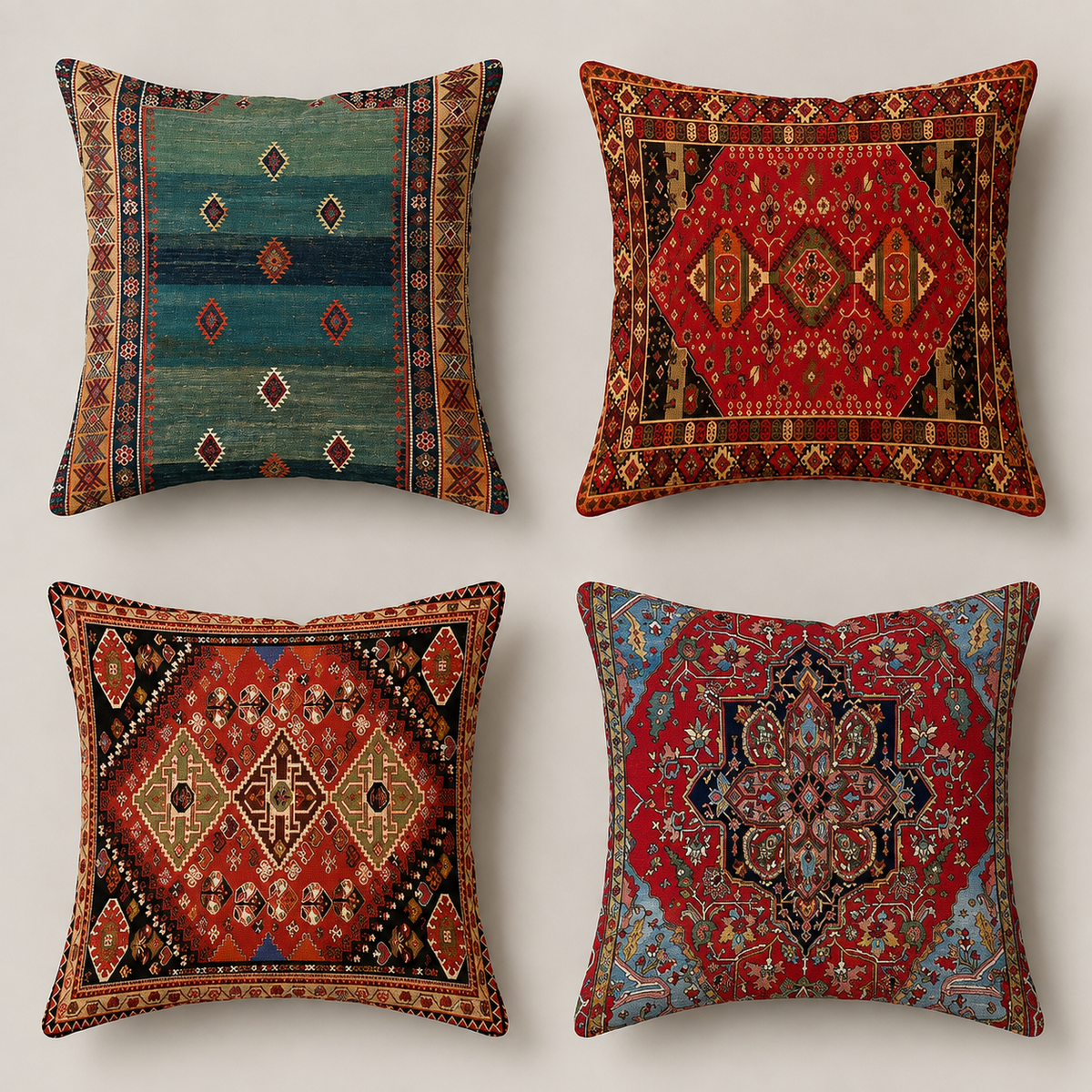 Persian-Style Plush Cushion Cover