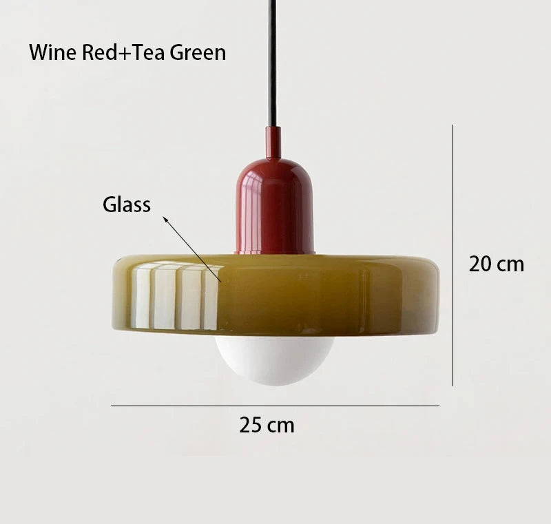 Bauhaus Coloured Glass Pendant Light