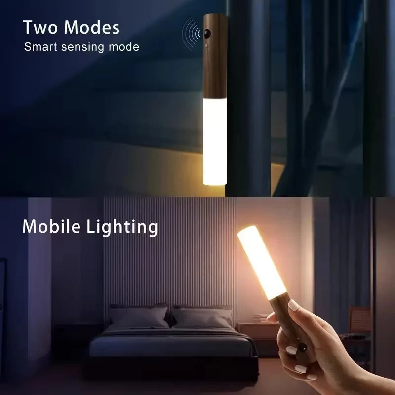Wooden Motion Sensor Wall Light