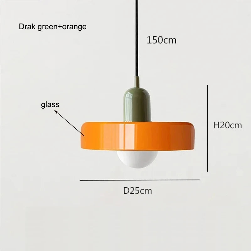 Bauhaus Coloured Glass Pendant Light