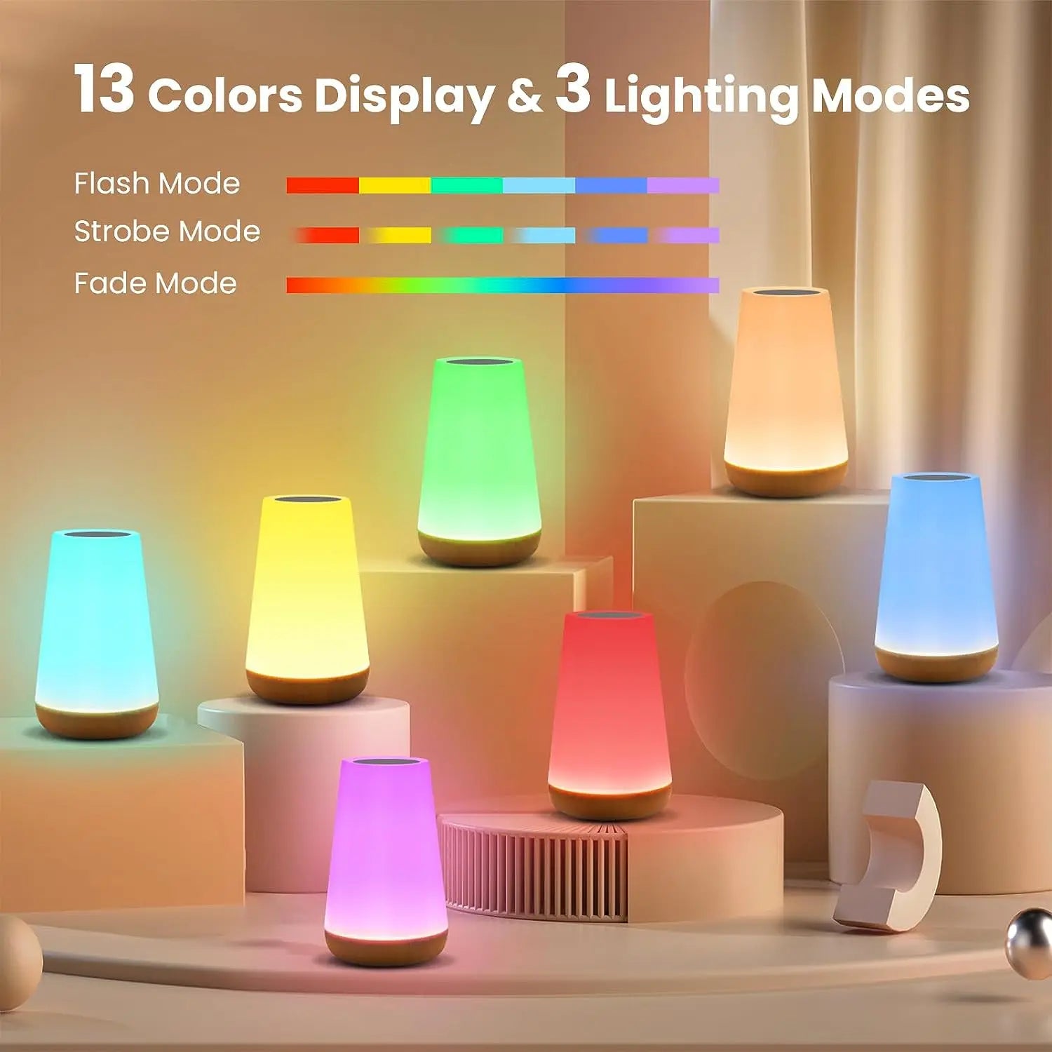 13-Colour Rechargeable Bedside Lamp
