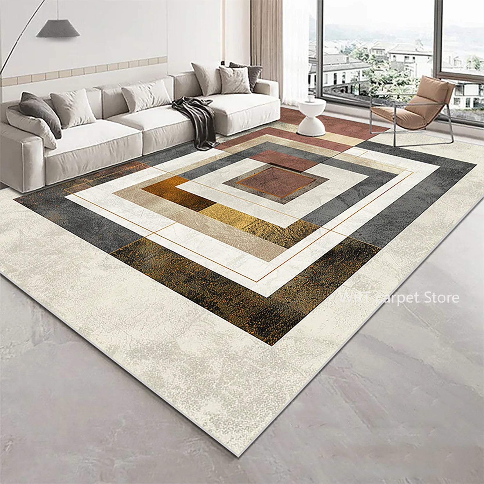 Grey & Gold Living Room Rug Modern Luxury Rug