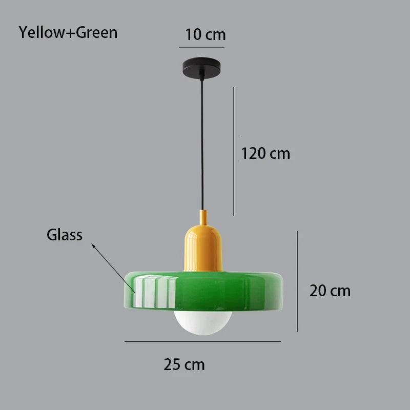 Bauhaus Coloured Glass Pendant Light