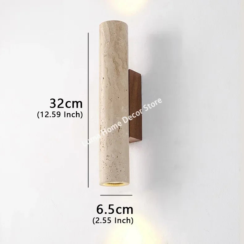 Travertine Stone & Wood Wall Light