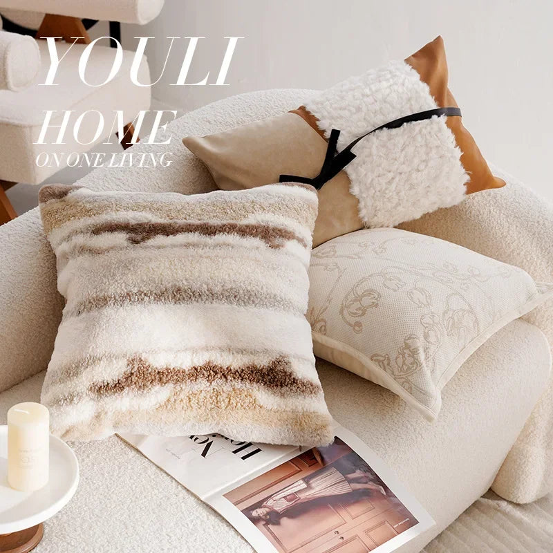 30x50/45x45CM Light Luxury Throw Pillow Cover Brown French Stamping Waist Cushion Cover Decor Home Decorative Pillowcase
