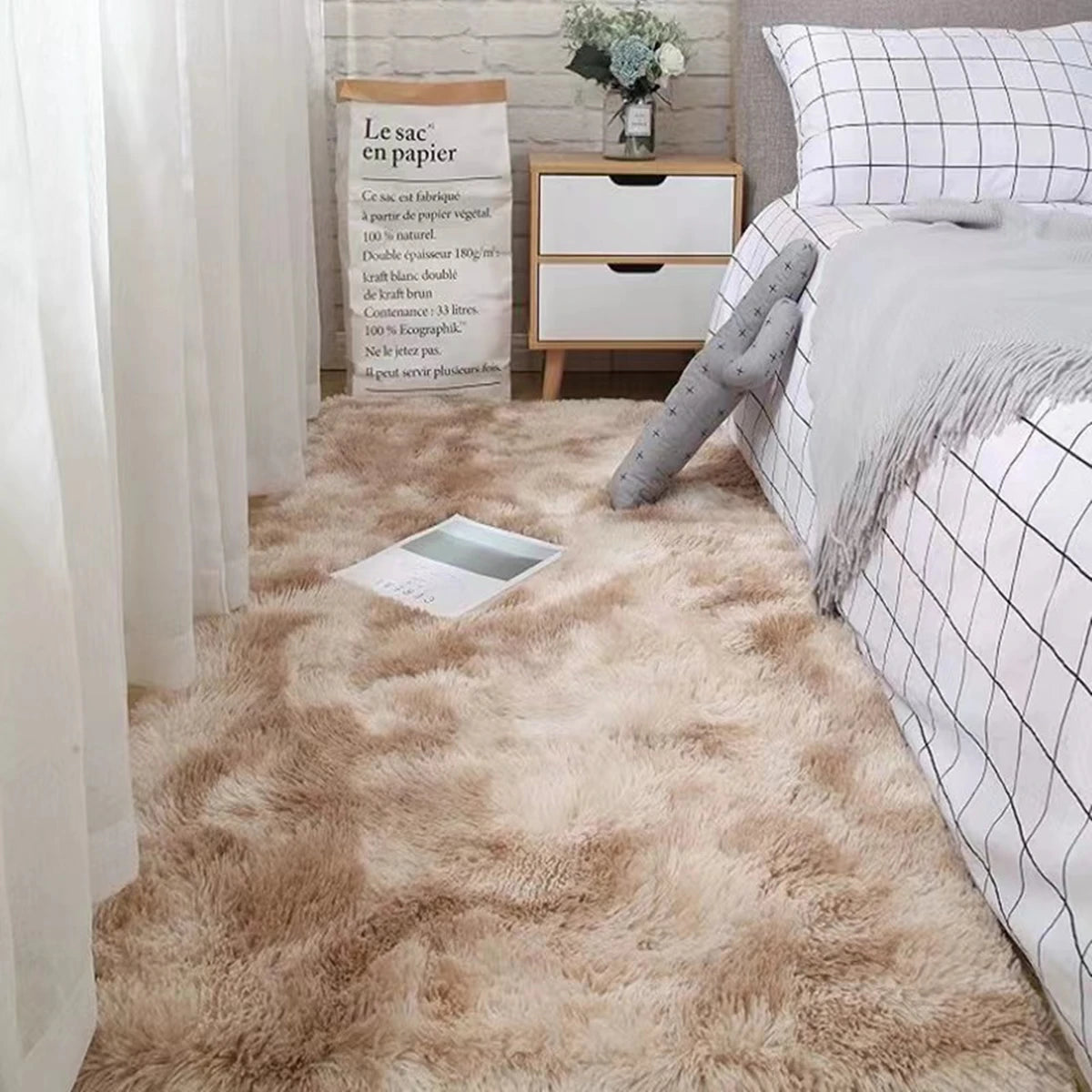 Tie-Dye Shaggy Rug Beige