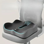 1pc Memory Foam Seat Cushion - 3D Ergonomic Support| Light Green & Grey, Washable Polyester, Car/Office Essentials