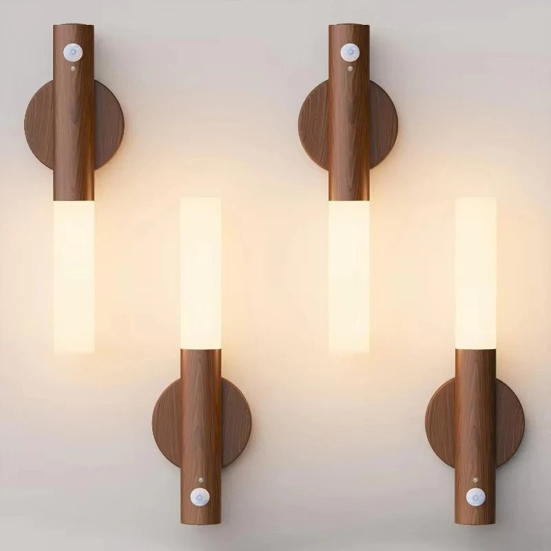 Wooden Motion Sensor Wall Light