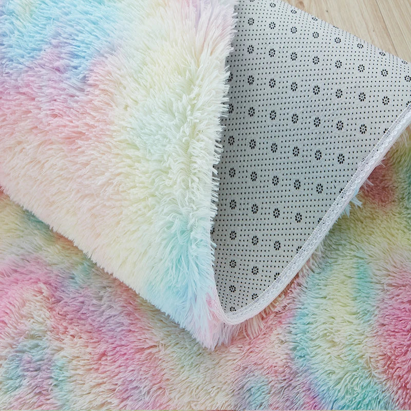 Rainbow Fluffy Kids Rug