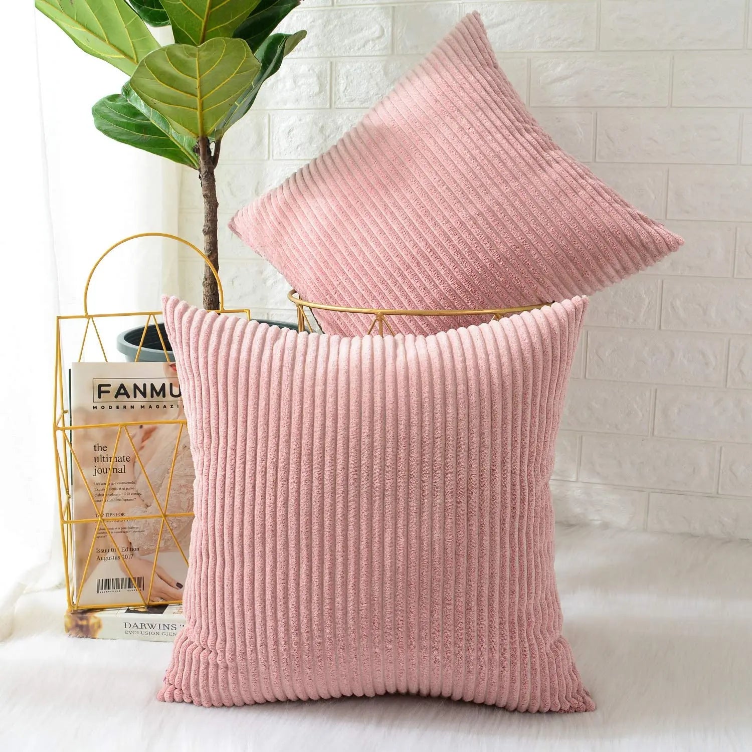 Striped Corduroy Cushion Cover