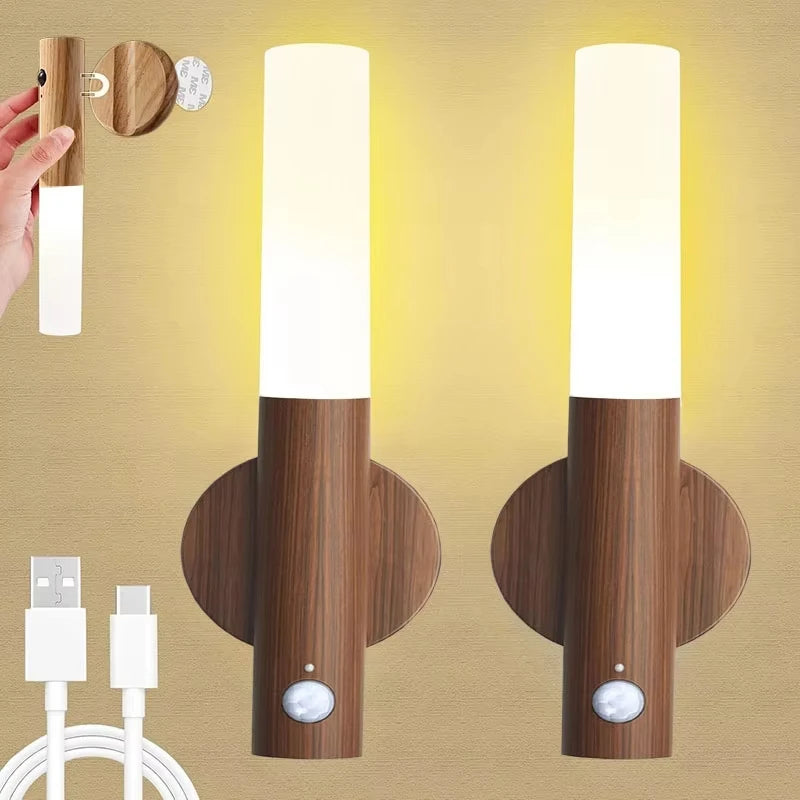 Wooden Motion Sensor Wall Light
