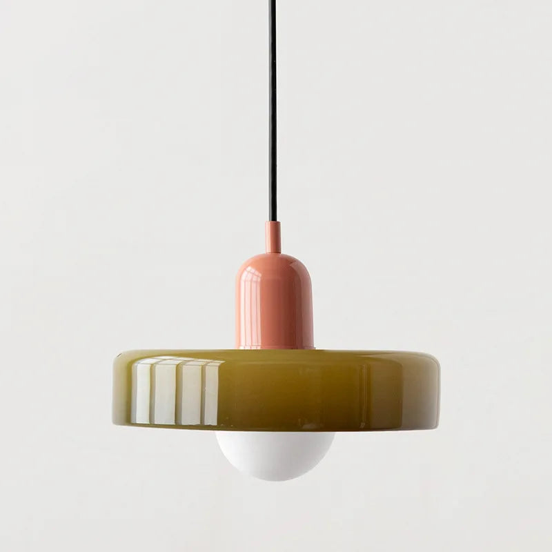 Bauhaus Coloured Glass Pendant Light