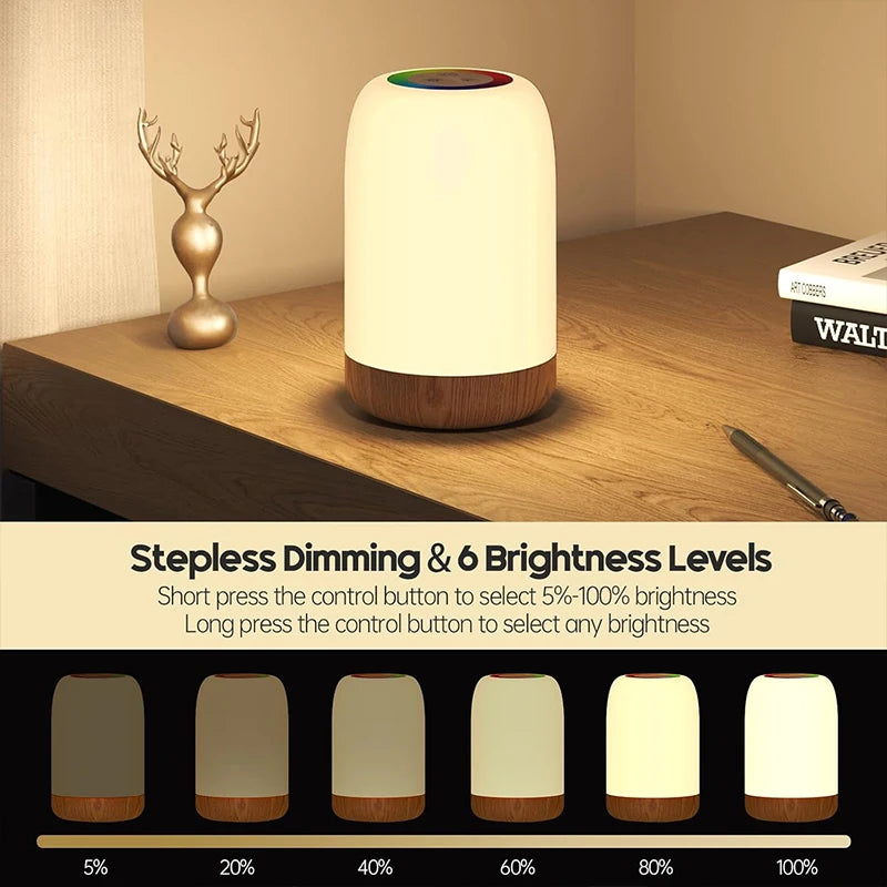 Wood Grain RGB Touch Lamp