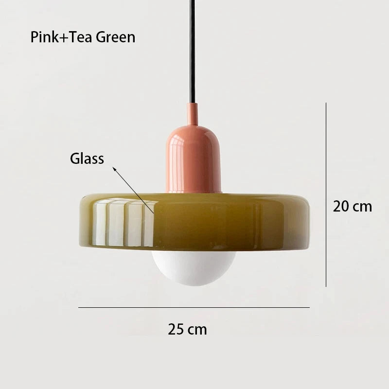 Bauhaus Coloured Glass Pendant Light