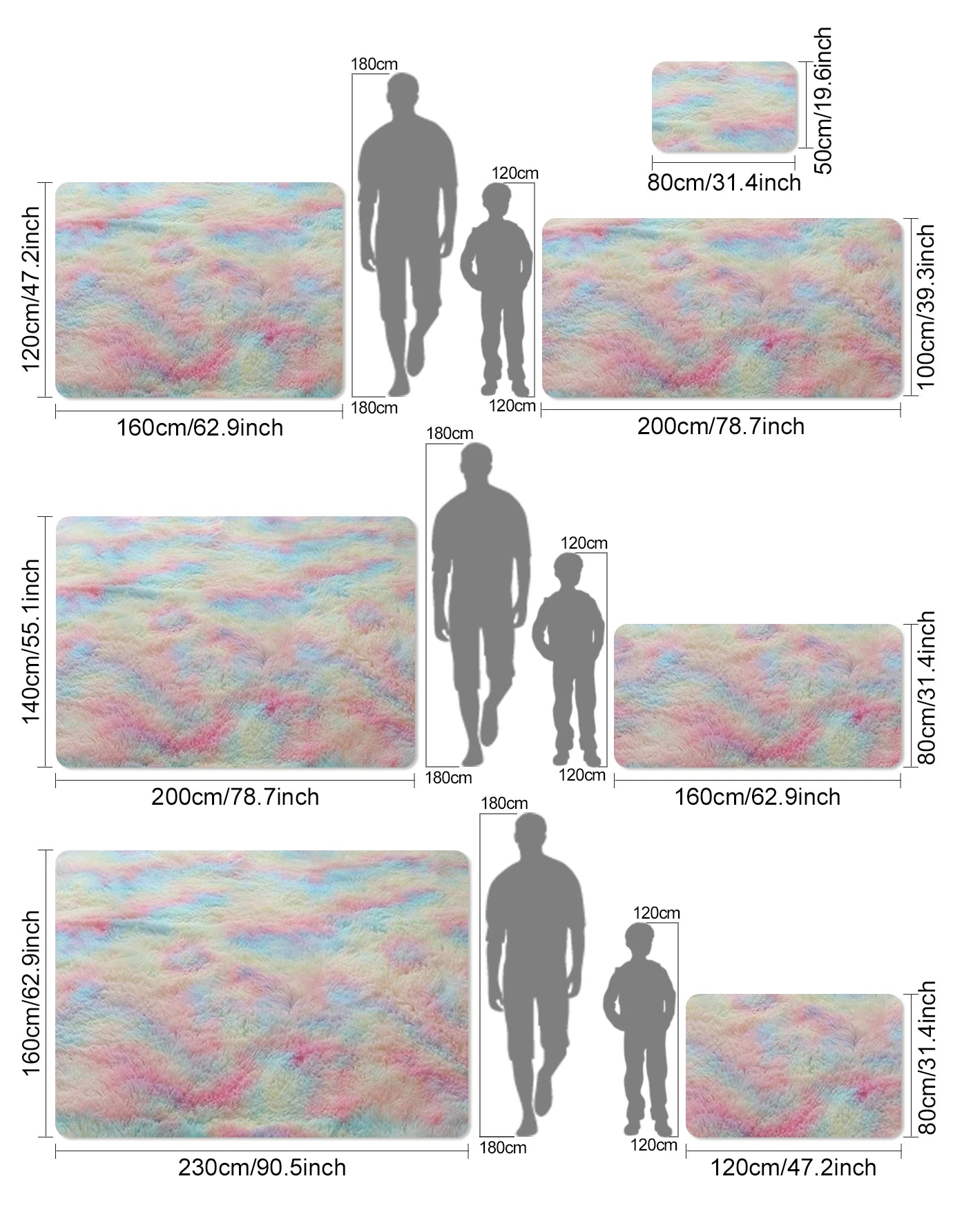 Rainbow Fluffy Kids Rug