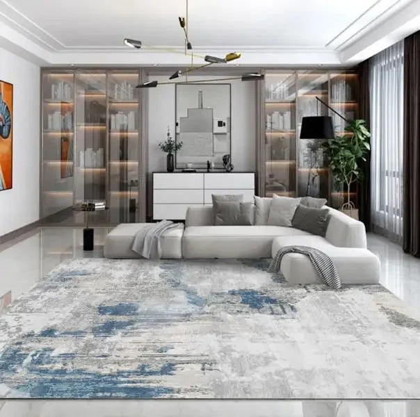 Nordic Soft Grey Rug — Washable & Non-Slip Living Room Rug