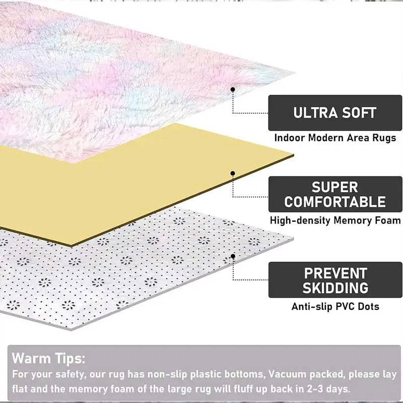 Rainbow Fluffy Kids Rug