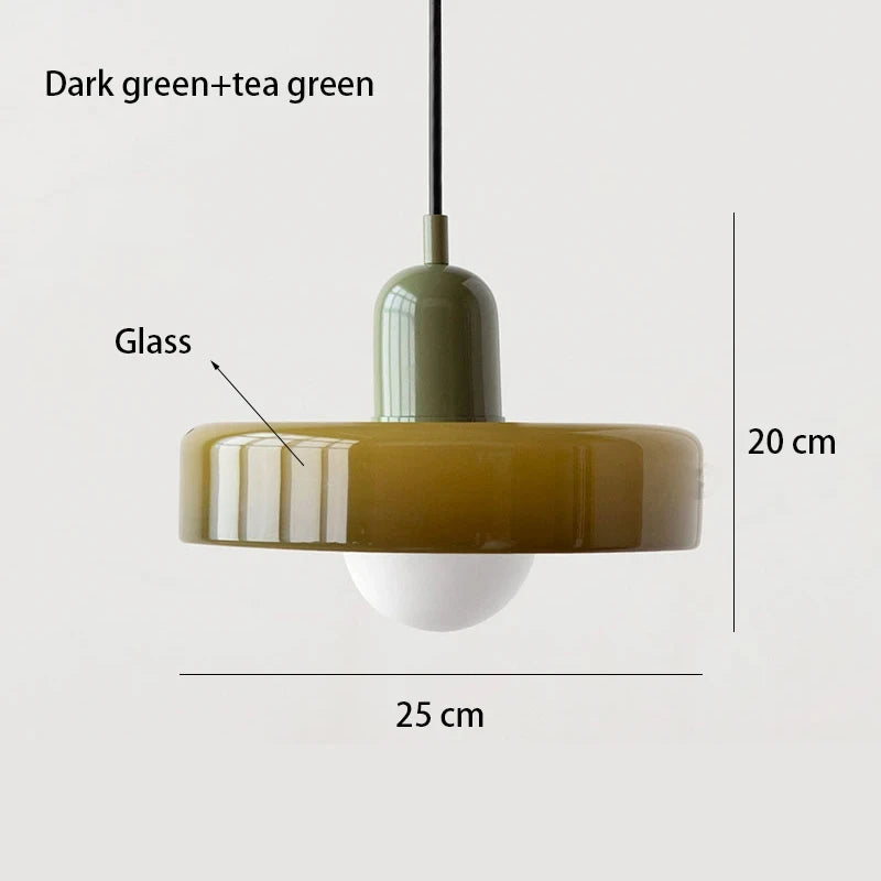 Bauhaus Coloured Glass Pendant Light