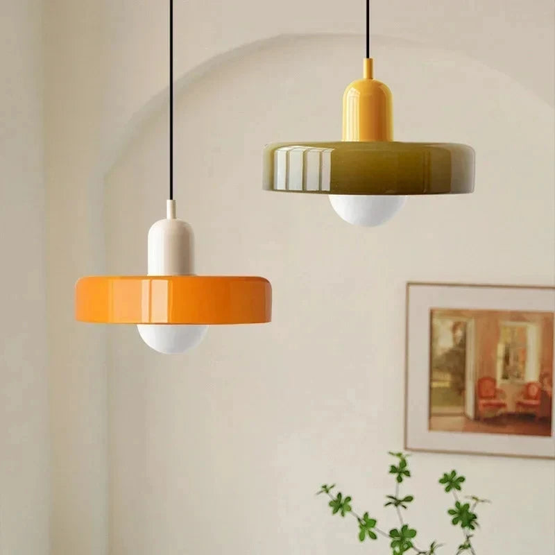 Bauhaus Coloured Glass Pendant Light