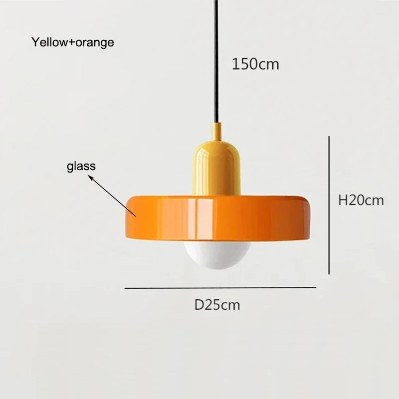 Bauhaus Coloured Glass Pendant Light