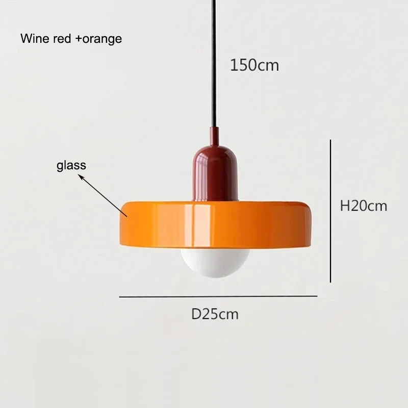 Bauhaus Coloured Glass Pendant Light