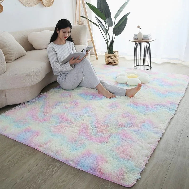 Rainbow Fluffy Kids Rug