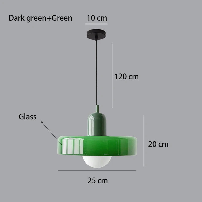 Bauhaus Coloured Glass Pendant Light