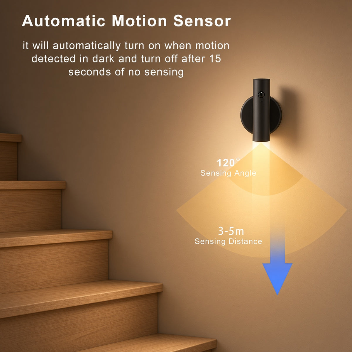 Wooden Motion Sensor Wall Light