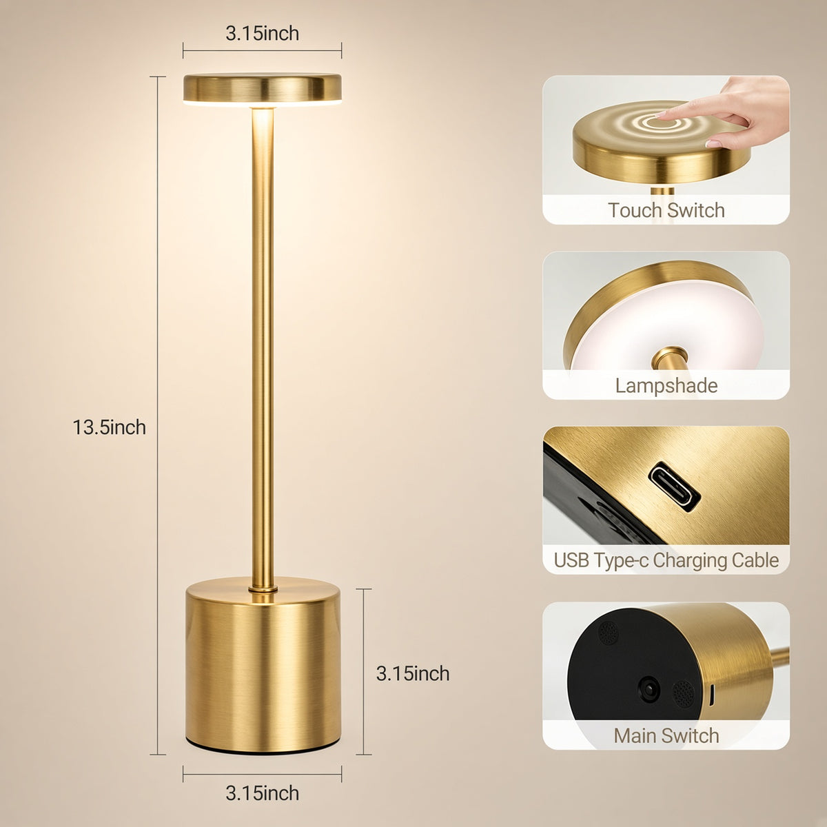 Cordless Touch Table Lamp
