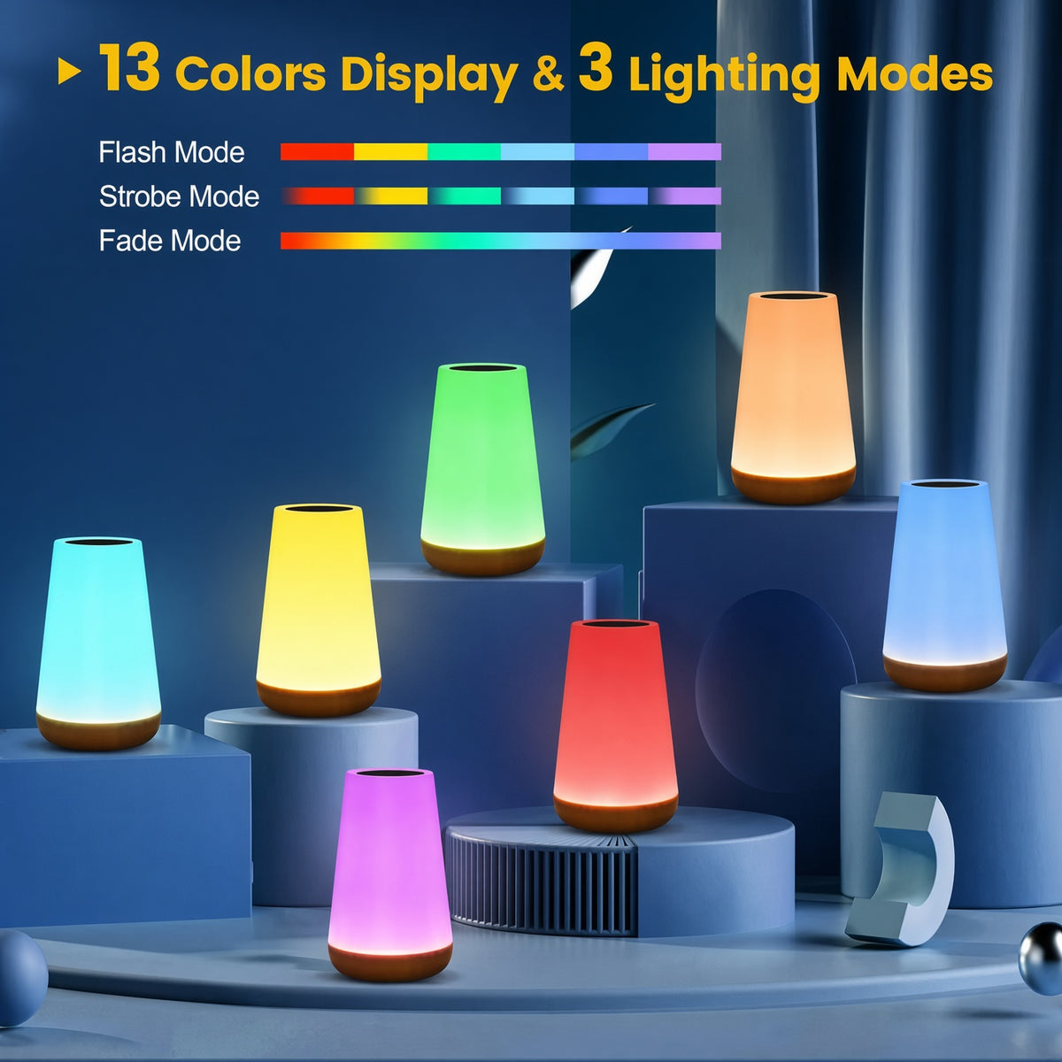 13-Colour Rechargeable Bedside Lamp