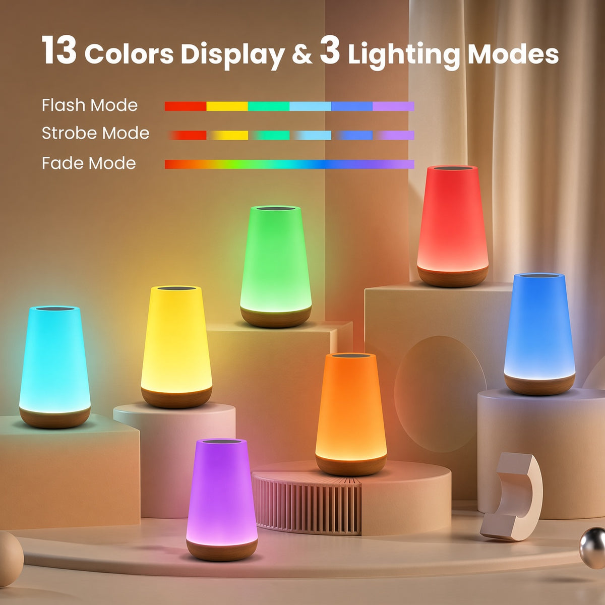 13-Colour Rechargeable Bedside Lamp